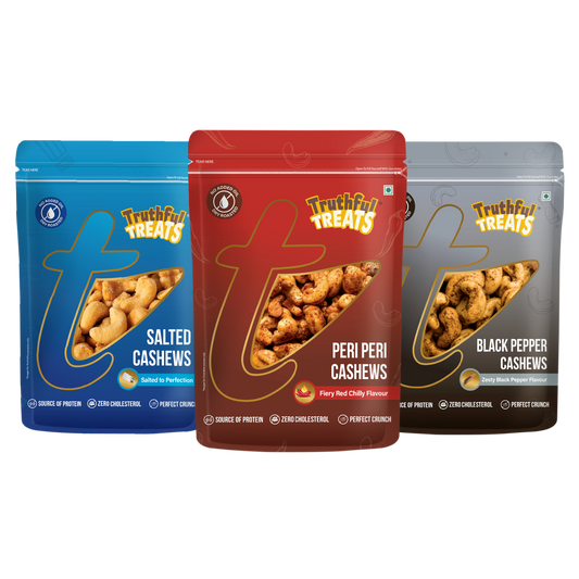 Truthful Treats Cashew Nuts Combo – triple flavor roasted cashew pack