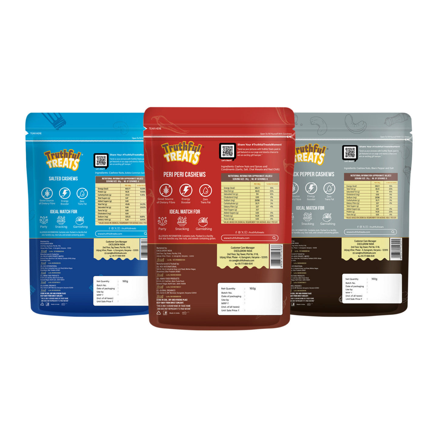 Peri Peri, Black Pepper & Salted Cashews – nutrition label back packaging