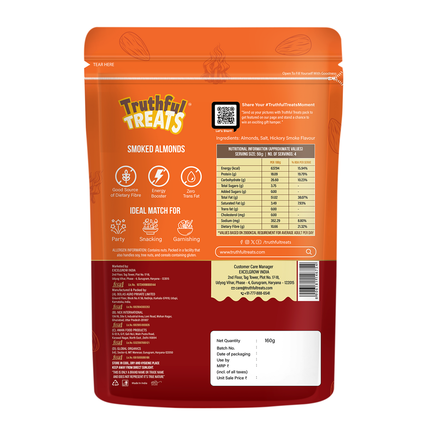 Back side Instruction of Smoked Almonds 