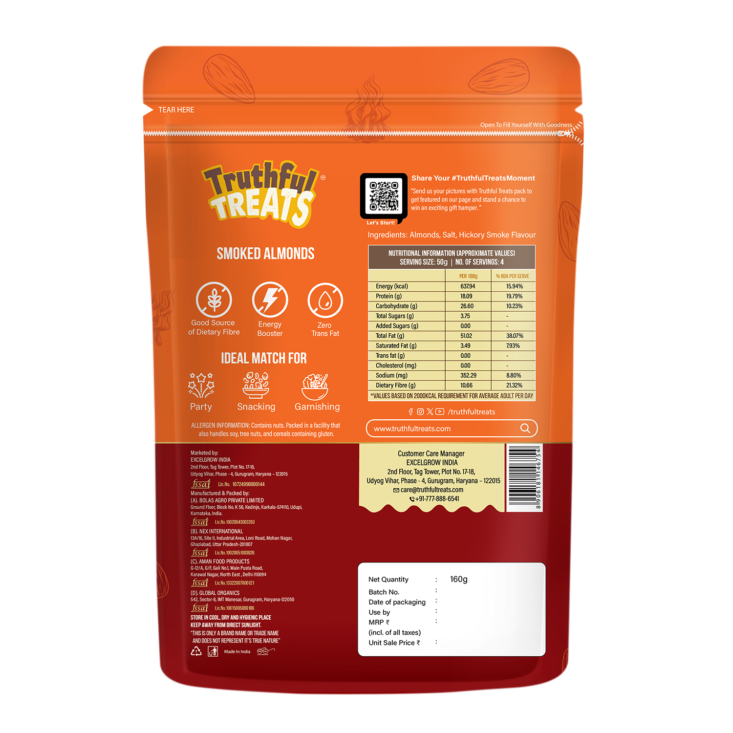 Back side Instruction of Smoked Almonds 