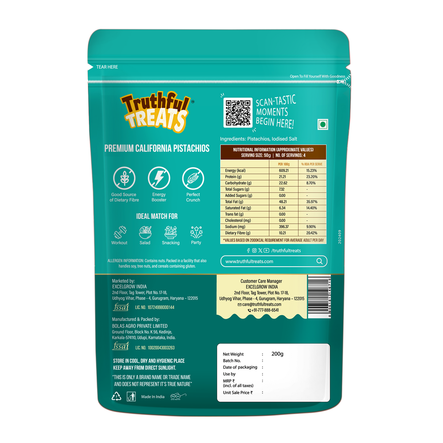 Back Side Instruction of Califronia Pistachios 