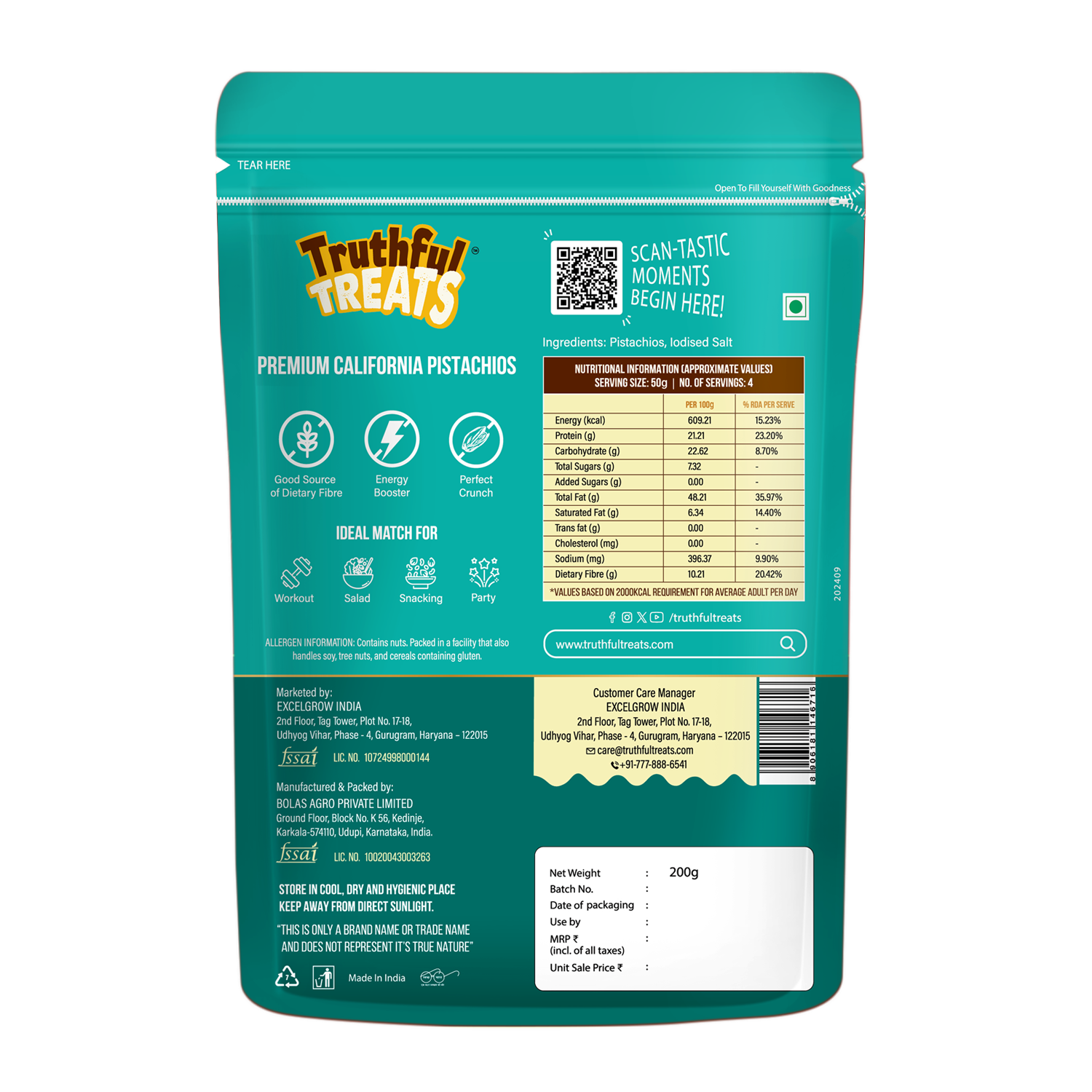 Back Side Instruction of Califronia Pistachios 