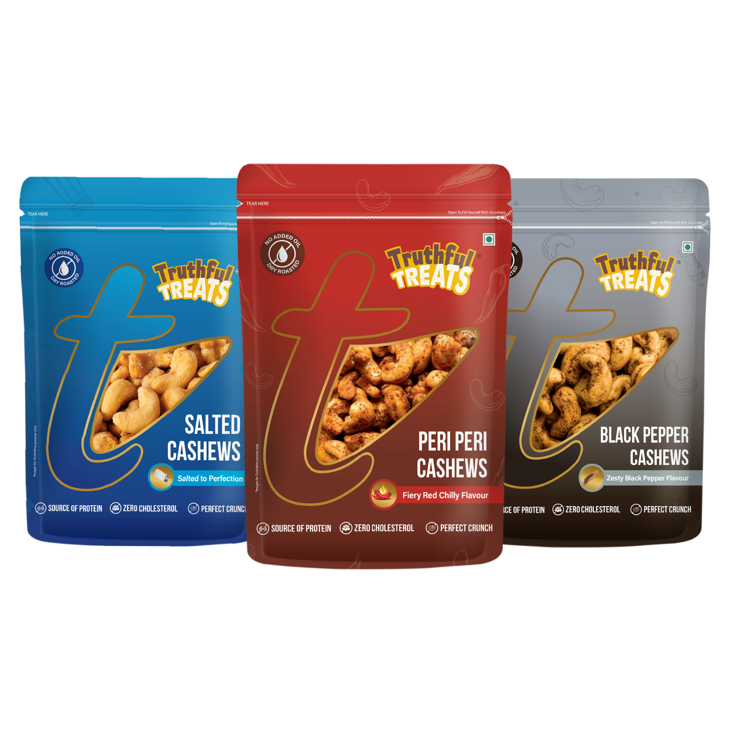 Truthful Treats Cashew Nuts Combo – triple flavor roasted cashew pack