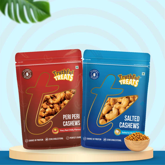 Peri Peri and Salted Cashew Nuts 320gm pack – front view premium cashews